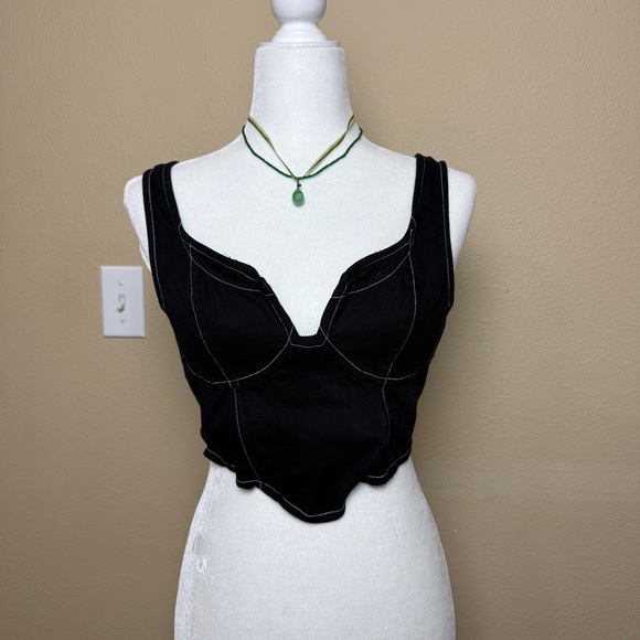 Lone Star Tops - LONE STAR Contrast Stitch Corset Style Bustier Crop Top Medium